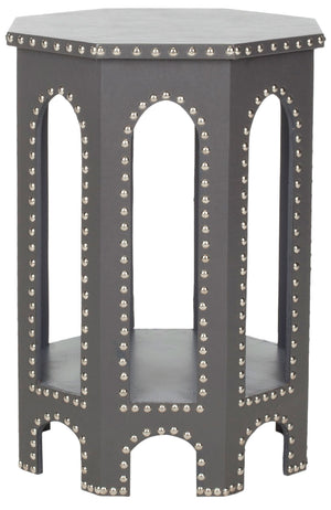 Safavieh Nara End Table Grey Wood Lacquer Coating MDF Iron PU FOX9501A 683726356462