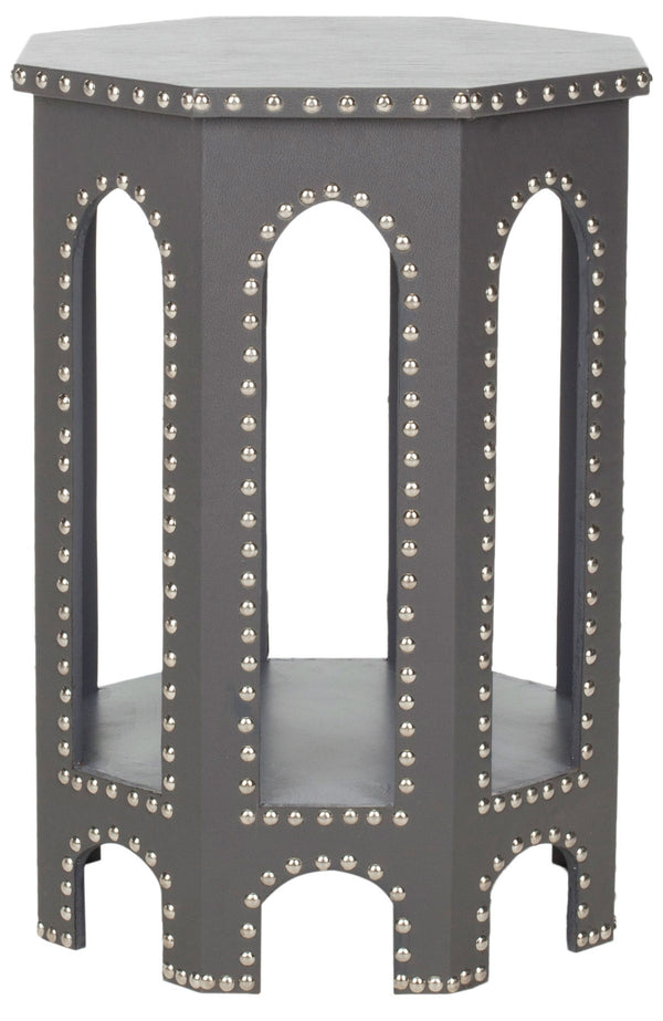 Safavieh Nara End Table Grey Wood Lacquer Coating MDF Iron PU FOX9501A 683726356462