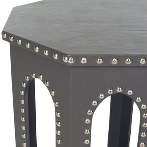 Safavieh Nara End Table Grey Wood Lacquer Coating MDF Iron PU FOX9501A 683726356462