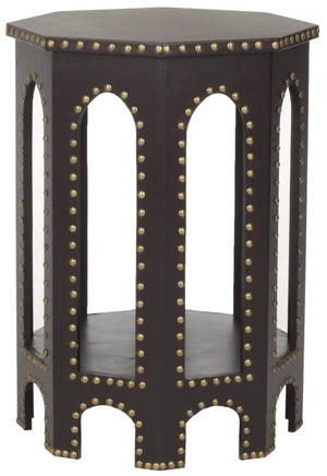 Safavieh Nara End Table Charcoal Wood Lacquer Coating MDF Iron PU FOX9501B 683726356530