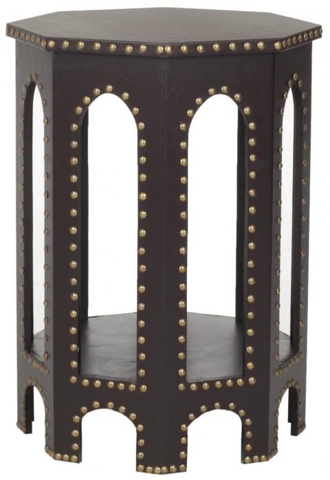 Safavieh Nara End Table Charcoal Wood Lacquer Coating MDF Iron PU FOX9501B 683726356530