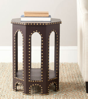 Safavieh Nara End Table Charcoal Wood Lacquer Coating MDF Iron PU FOX9501B 683726356530