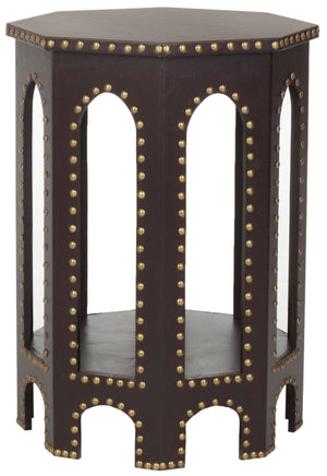 Safavieh Nara End Table Charcoal Wood Lacquer Coating MDF Iron PU FOX9501B 683726356530