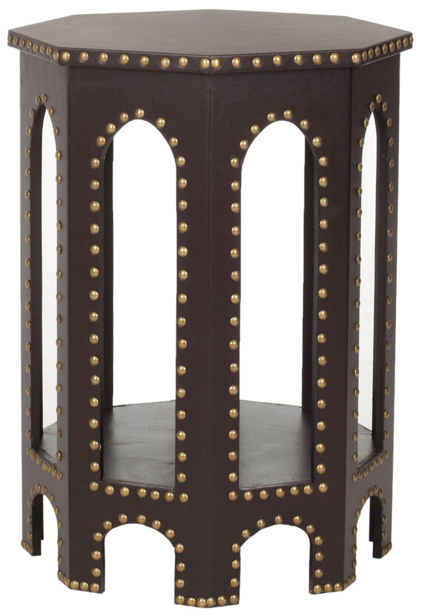 Safavieh Nara End Table Charcoal Wood Lacquer Coating MDF Iron PU FOX9501B 683726356530