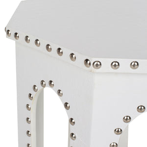 Safavieh Nara End Table White Crocodile Wood Lacquer Coating MDF Iron PU FOX9501C 683726356547