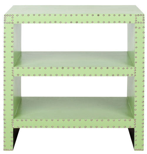 Safavieh Lacey Side Table Two Tier Light Green Wood Lacquer Coating MDF Iron PU FOX9502D 683726356660