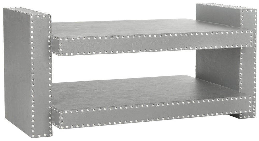 Safavieh Garson Accent Table Grey Wood Lacquer Coating MDF Iron PU FOX9510A 683726709527