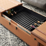 Zoe Coffee Table Storage Trunk With Wine Rack Cognac Wood FOX9515E