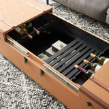 Zoe Coffee Table Storage Trunk With Wine Rack Cognac Wood FOX9515E