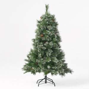 4.5-foot Cashmere Pine and Mixed Needles Pre-Lit Clear String Light Hinged Artificial Christmas Tree with Snowy Branches and Pinecones