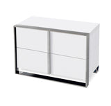 VIG Furniture Nova Domus Francois - Modern White & Stainless Steel Nightstand VGHBVIGU2-WHT-NS