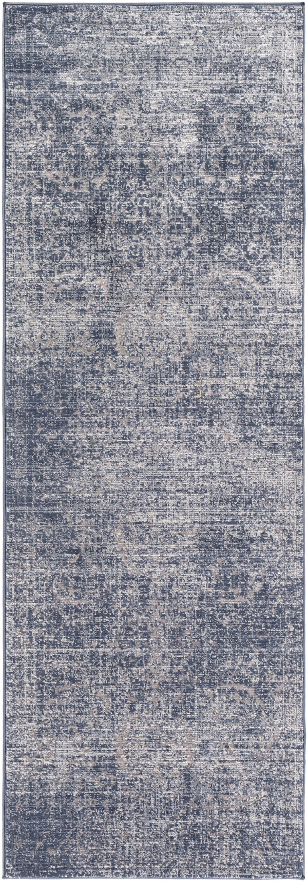 Florence FRO-2300 Traditional Polyester, Polypropylene Rug FRO2300-2773 Navy, Light Gray, Medium Gray 50% Polyester, 50% Polypropylene 2'7" x 7'3"