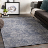 Florence FRO-2300 Traditional Polyester, Polypropylene Rug FRO2300-9124 Navy, Light Gray, Medium Gray 50% Polyester, 50% Polypropylene 9' x 12'4"