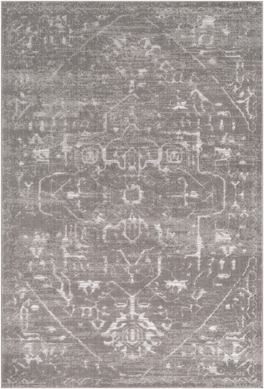 Florence FRO-2308 Traditional Polyester, Polypropylene Rug FRO2308-9124 Medium Gray, Light Gray 50% Polyester, 50% Polypropylene 9' x 12'4"
