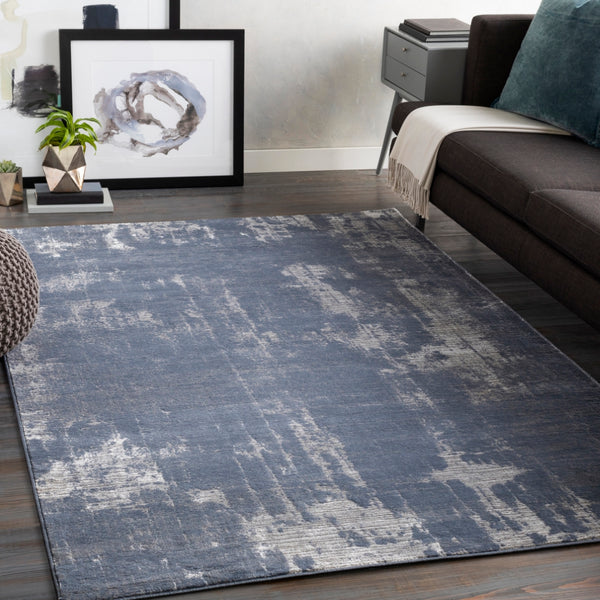 Florence FRO-2313 Modern Polyester, Polypropylene Rug FRO2313-9124 Navy, Medium Gray 50% Polyester, 50% Polypropylene 9' x 12'4"