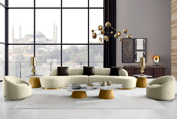 VIG Furniture Divani Casa Frontier - Glam Beige Fabric Curved Sectional Sofa VGODZW-943-BGE-SECT