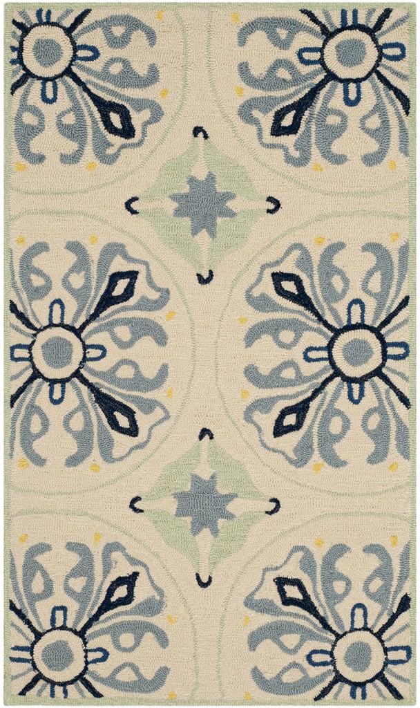 Rectangular Hooked Rugs Four Hand Hooked Rectangle Rug - Luxurious 100% Polyester Fiber for El