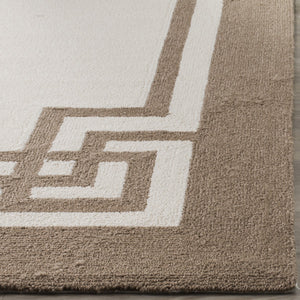 Four Seasons Deco Border  Hand Hooked 100% Polyproplene Pile Rug Off White / Mocha