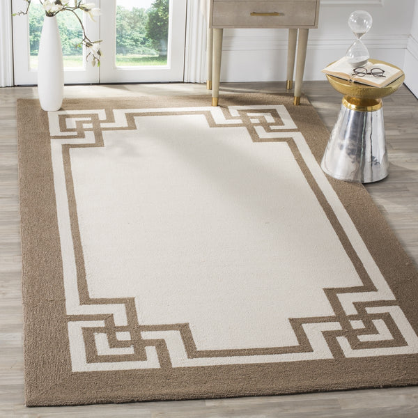 Four Seasons Deco Border  Hand Hooked 100% Polyproplene Pile Rug Off White / Mocha
