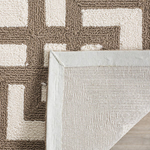 Four Seasons Deco Border  Hand Hooked 100% Polyproplene Pile Rug Off White / Mocha