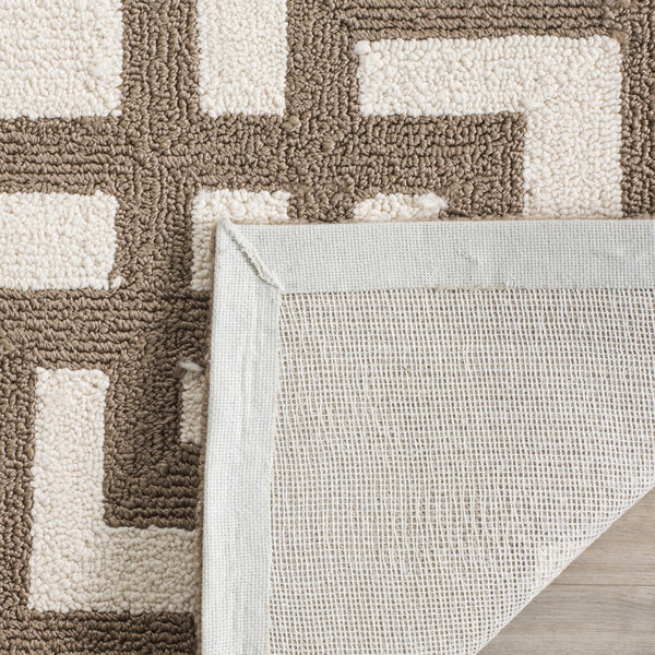 Four Seasons Deco Border  Hand Hooked 100% Polyproplene Pile Rug Off White / Mocha