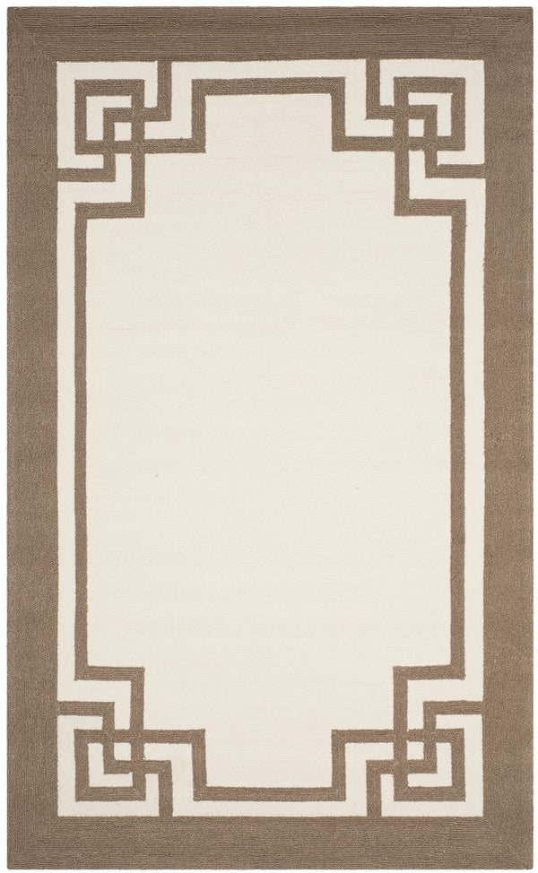 Four Seasons Deco Border  Hand Hooked 100% Polyproplene Pile Rug Off White / Mocha