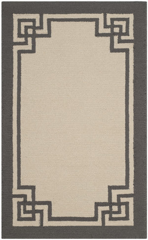 Four Seasons Deco Border  Hand Hooked 100% Polyproplene Pile Rug Ivory / Charcoal