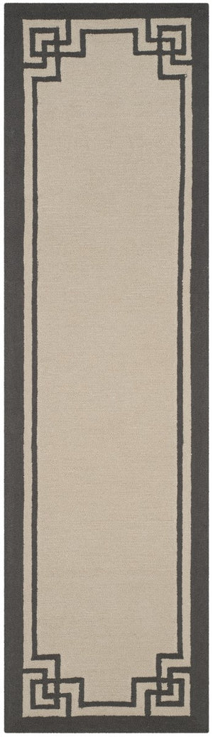 Four Seasons Deco Border  Hand Hooked 100% Polyproplene Pile Rug Ivory / Charcoal