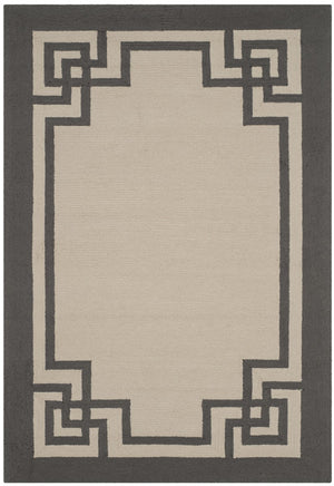 Four Seasons Deco Border  Hand Hooked 100% Polyproplene Pile Rug Ivory / Charcoal