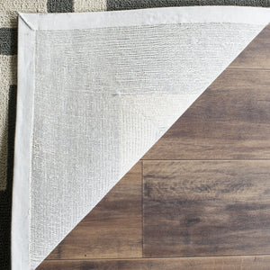 Four Seasons Deco Border  Hand Hooked 100% Polyproplene Pile Rug Ivory / Charcoal