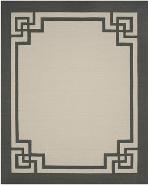 Four Seasons Deco Border  Hand Hooked 100% Polyproplene Pile Rug Ivory / Charcoal