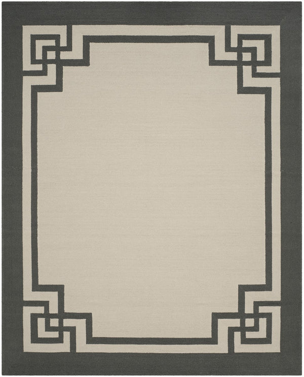 Four Seasons Deco Border  Hand Hooked 100% Polyproplene Pile Rug Ivory / Charcoal