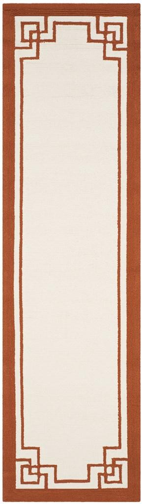 Four Seasons Deco Border  Hand Hooked 100% Polyproplene Pile Rug Off White / Sangria