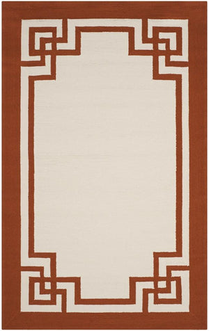 Four Seasons Deco Border  Hand Hooked 100% Polyproplene Pile Rug Off White / Sangria