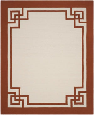 Four Seasons Deco Border  Hand Hooked 100% Polyproplene Pile Rug Off White / Sangria