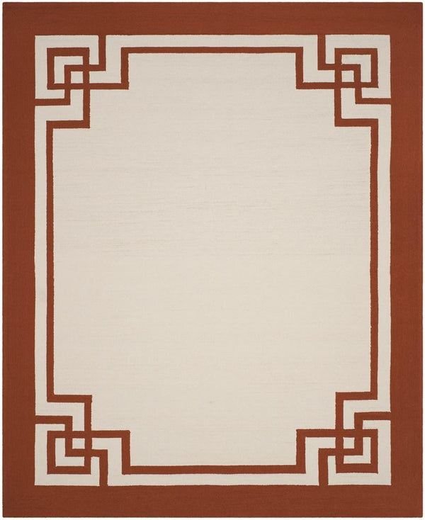 Four Seasons Deco Border  Hand Hooked 100% Polyproplene Pile Rug Off White / Sangria