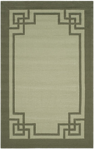 Four Seasons Deco Border  Hand Hooked 100% Polyproplene Pile Rug Moss / Dark Sage
