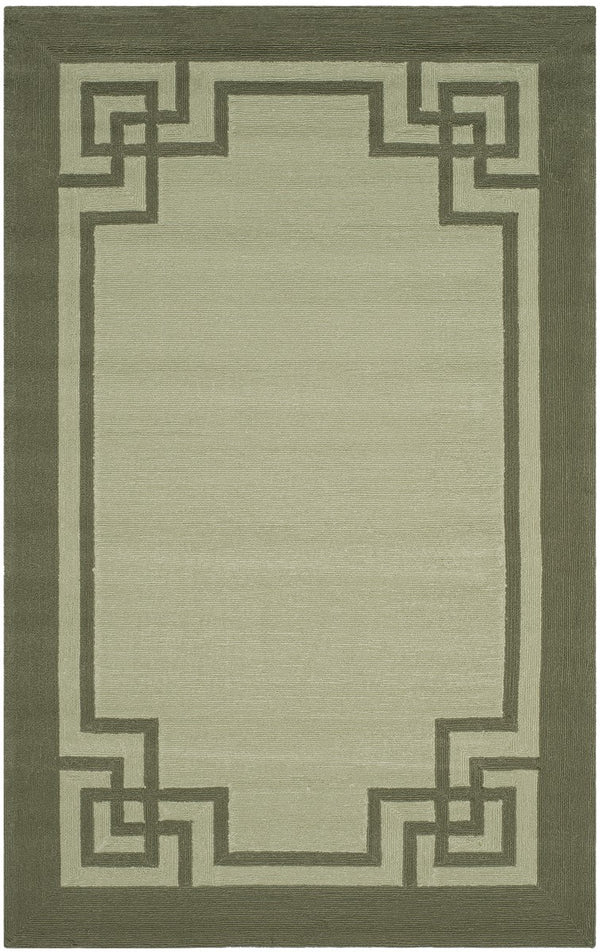 Four Seasons Deco Border  Hand Hooked 100% Polyproplene Pile Rug Moss / Dark Sage