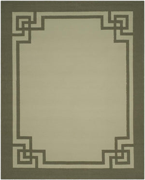 Four Seasons Deco Border  Hand Hooked 100% Polyproplene Pile Rug Moss / Dark Sage