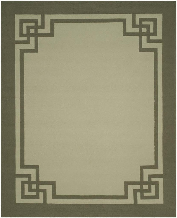 Four Seasons Deco Border  Hand Hooked 100% Polyproplene Pile Rug Moss / Dark Sage