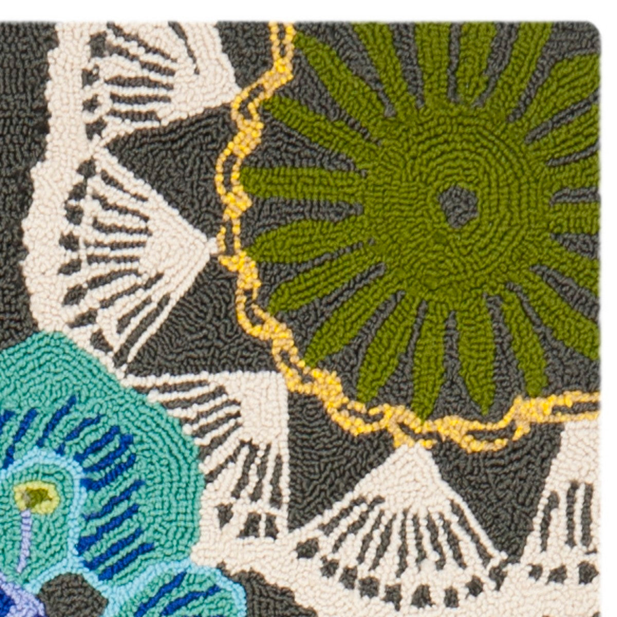 Four Seasons Hand-Hooked Indoor-Outdoor Rug - Vibrant Textile-Inspired