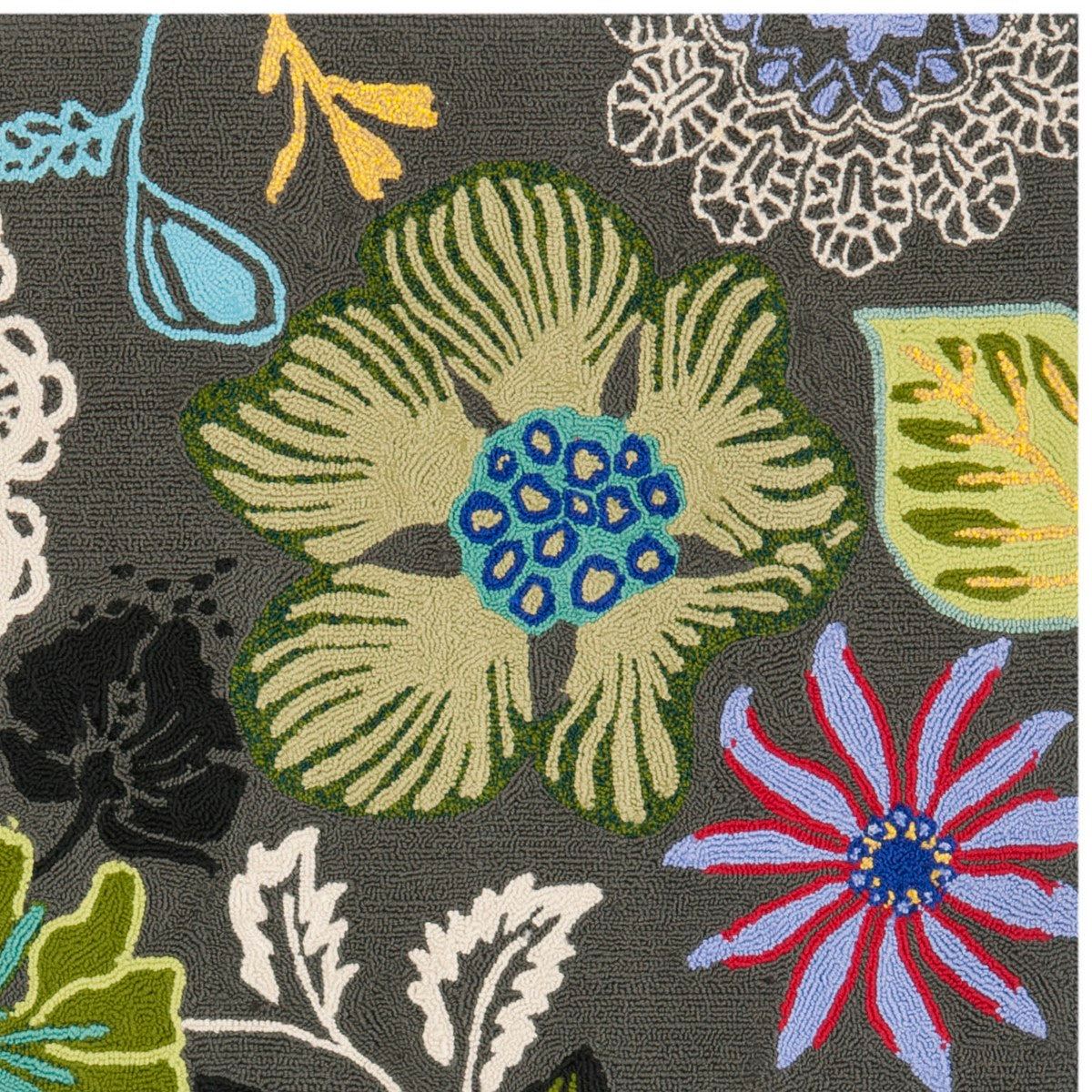 Four Seasons Hand-Hooked Indoor-Outdoor Rug - Vibrant Textile-Inspired