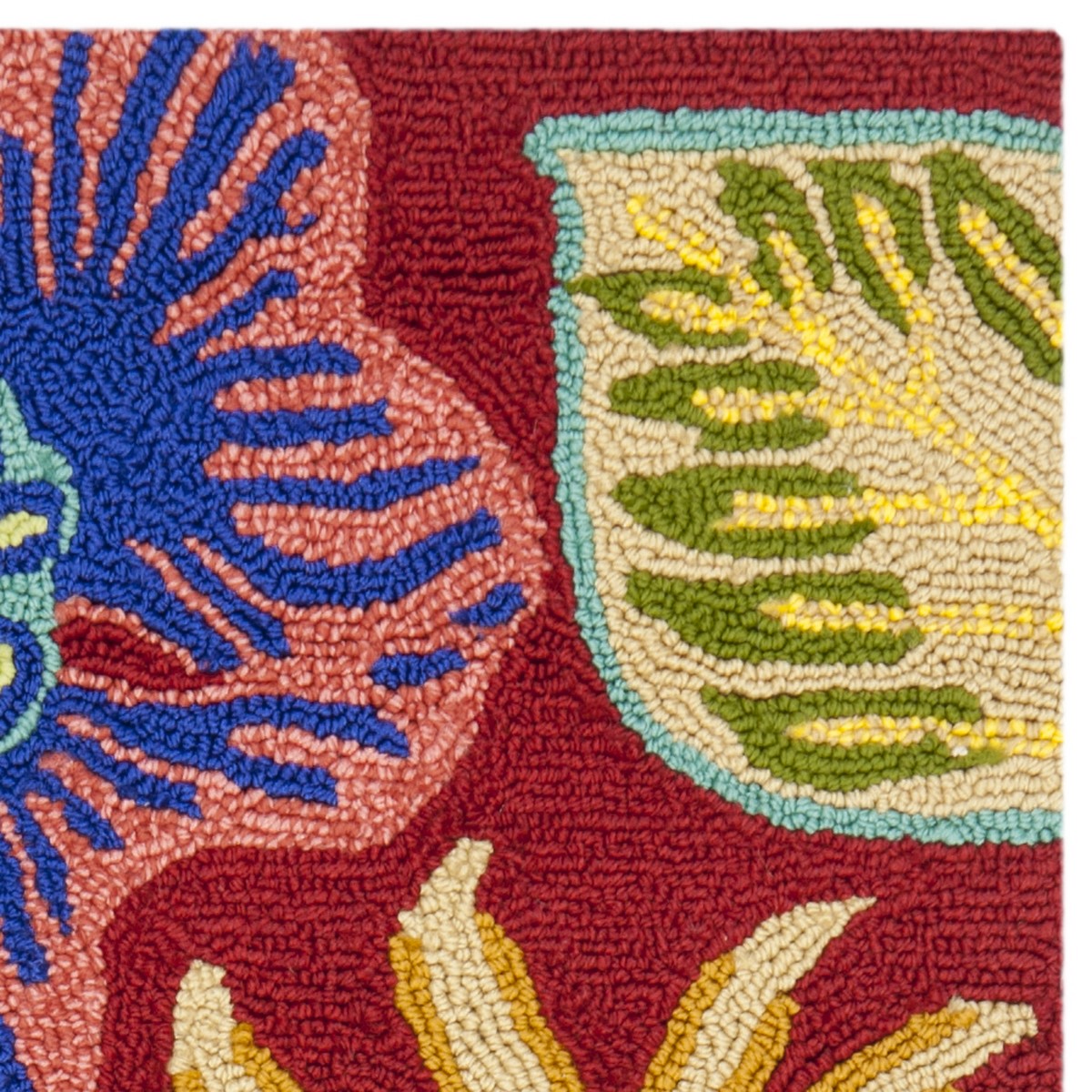 Four Seasons Hand-Hooked Indoor-Outdoor Rug - Vibrant Textile-Inspired