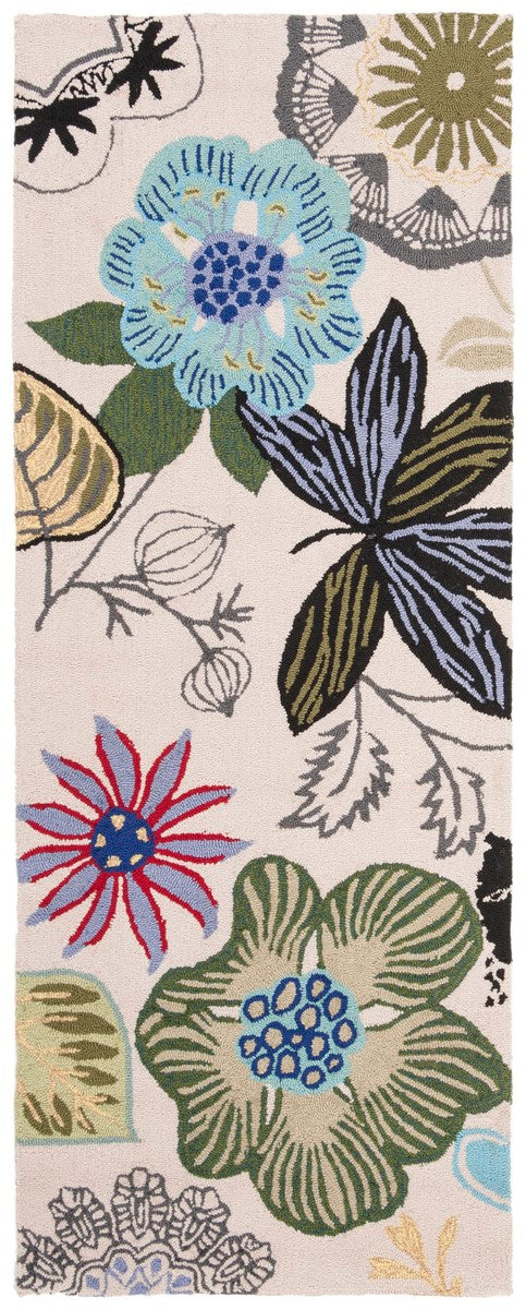 Four Seasons Hand-Hooked Indoor-Outdoor Rug - Vibrant Textile-Inspired