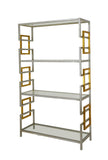 FS611 SILVER & GOLD Large Bookcase with 4 Shelves