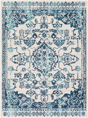 Floransa FSA-2305 Traditional Polypropylene Rug FSA2305-9123 Navy, Beige, Silver Gray, Sky Blue 100% Polypropylene 9' x 12'3"