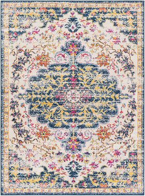 Floransa FSA-2309 Traditional Polypropylene Rug FSA2309-9123 Navy, Beige, Bright Pink, Medium Gray, Saffron, Burnt Orange, Silver Gray, Sky Blue 100% Polypropylene 9' x 12'3"