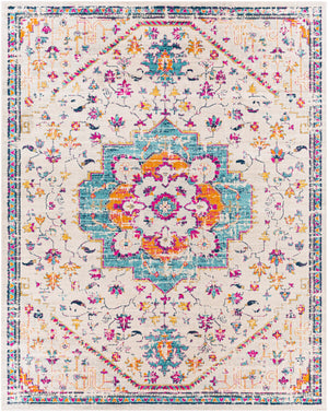Floransa FSA-2315 Traditional Polypropylene Rug FSA2315-71010 Beige, Sky Blue, Medium Gray, Bright Pink, Navy, Saffron, Burnt Orange, Silver Gray 100% Polypropylene 7'10" x 10'