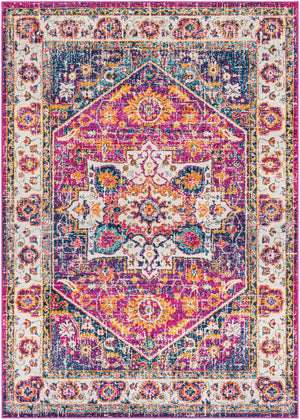 Floransa FSA-2317 Traditional Polypropylene Rug FSA2317-9123 Beige, Medium Gray, Bright Pink, Navy, Saffron, Burnt Orange, Silver Gray, Sky Blue 100% Polypropylene 9' x 12'3"