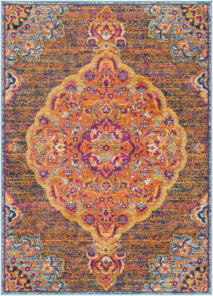 Floransa FSA-2321 Traditional Polypropylene Rug FSA2321-9123 Burnt Orange, Saffron, Navy, Bright Pink, Medium Gray, Beige, Silver Gray, Sky Blue 100% Polypropylene 9' x 12'3"